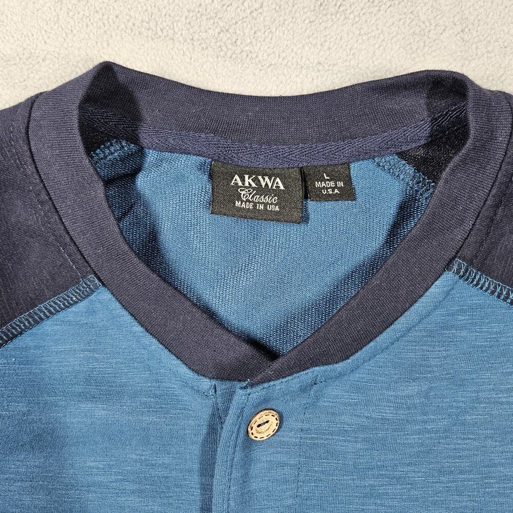 AKWA Classic US House Representatives Henley Shirt Mens Large Blue Long Sleeve‎ - Picture 3 of 7